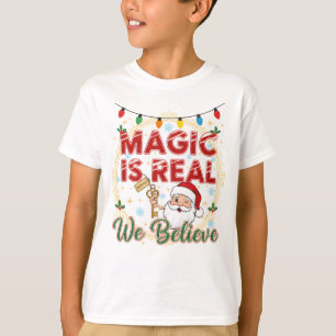 Camiseta A Magia é Real Papai Noel Crianças