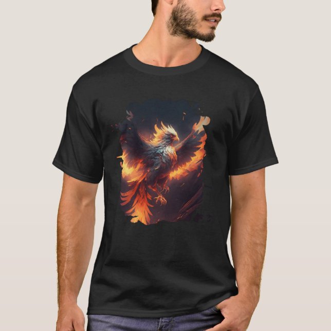 Camiseta A majestosa ascensão da fênix épica 1 (Frente)