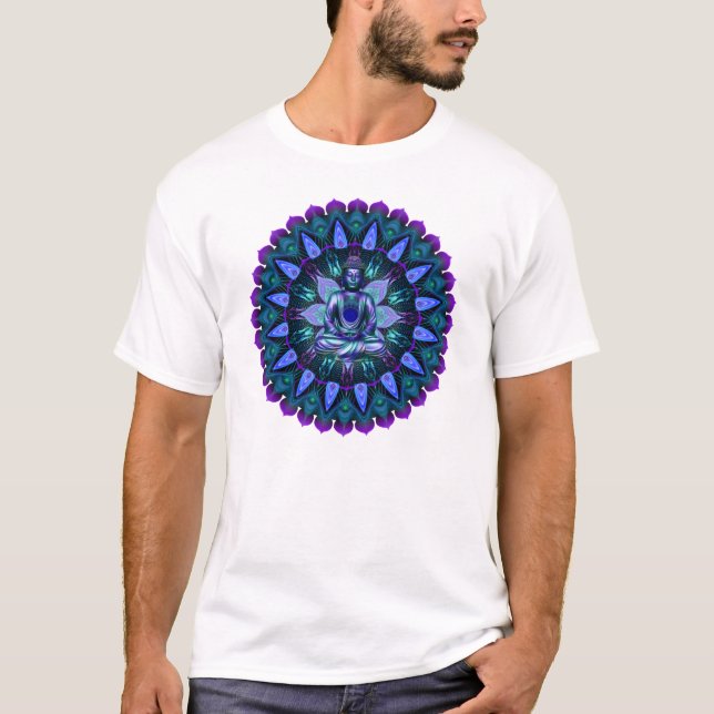 Camiseta A mandala de Buddha da luz da noite (Frente)
