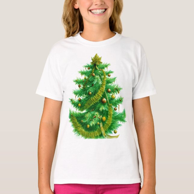 Camiseta A Mandelbrot Christas Tree With Red & Green Bulbs (Frente)