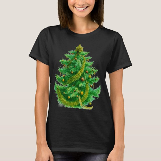 Camiseta A Mandelbrot Christas Tree With Red & Green Bulbs (Frente)