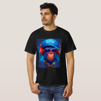 Camiseta A manga com macaco Legal e fone de ouvido,