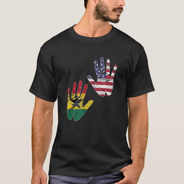Camiseta A Mão De Bandeira Americana Gana Gana-Americana Mi (Frente)