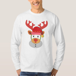 Camiseta A maquiagem festiva de Rudolph