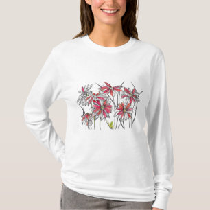 Camiseta A margarida pintada floresce o desenho botânico d