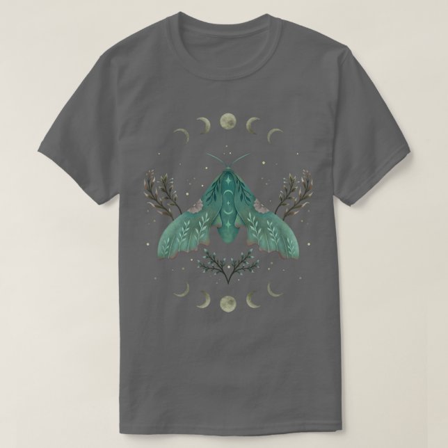 Camiseta A mariposa Luna no jardim da meia-noite (Frente do Design)