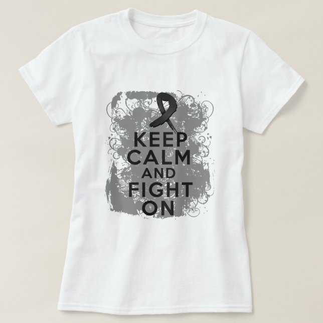 Camiseta A melanoma mantem a calma e luta-a sobre (Frente do Design)