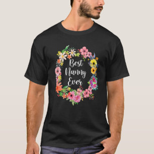 Camiseta A melhor babá de sempre, ama de decoração floral