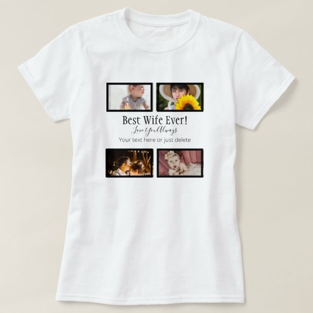 Camiseta A melhor esposa de sempre! Colagem de Fotografias  (Frente do Design)