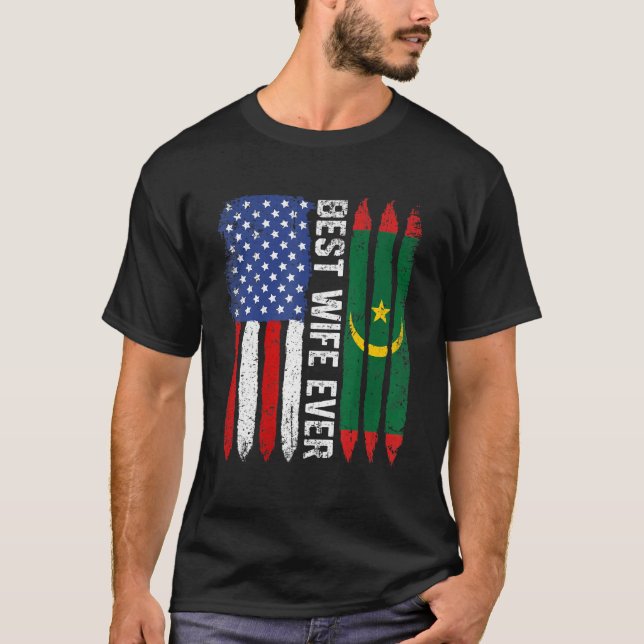 Camiseta A melhor esposa do mundo na bandeira americana e n (Frente)