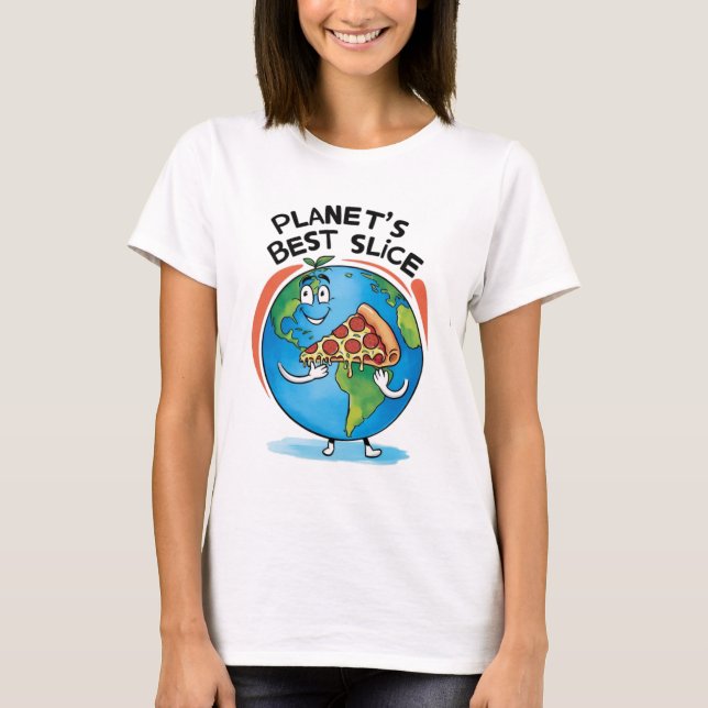 Camiseta "A Melhor Fatia do Planeta: Terra com Pizza T-shir (Frente)