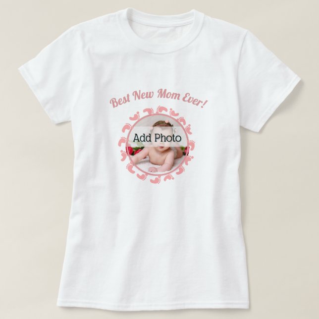 Camiseta A melhor nova garota de fotos da família mãe/mãe (Frente do Design)