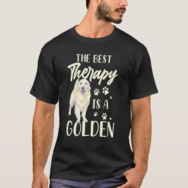 Camiseta a melhor terapia é um dono de cão de rabisco ouro (Frente)