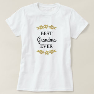 Camiseta A melhor vovó já Dourada flor