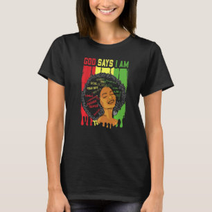 Camiseta A Menina Afro-Americana Diz Deus Que Eu Sou Orgulh
