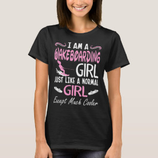 Camiseta A menina de Wakeboarding gosta do Normal exceto