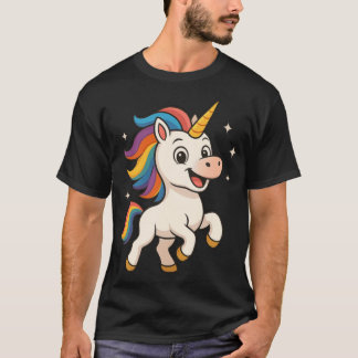 Camiseta A menina do Unicórnio Arco-íris Risonho