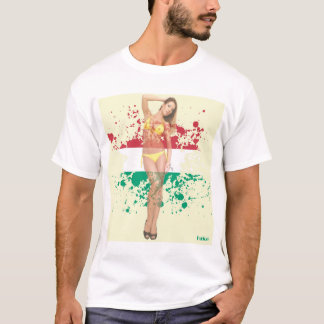 Camiseta A menina "sexy" do PinUp dissolve-se na bandeira -