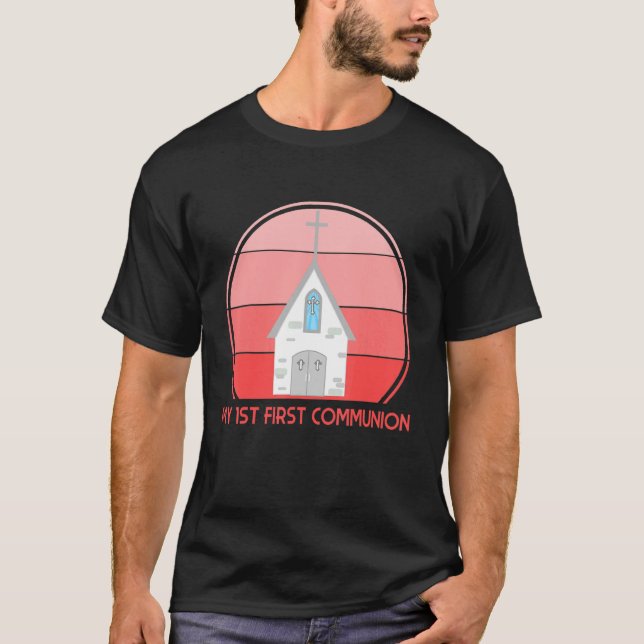 Camiseta A minha primeira Igreja Rosa Religiosa Religiosa C (Frente)