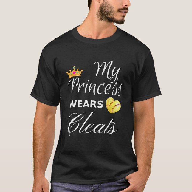 Camiseta A minha princesa veste um presente de softball lim (Frente)