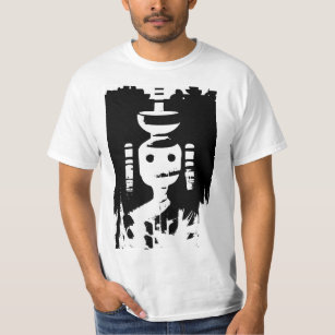 Camiseta A misteriosa figura em preto e branco (Arte AI)
