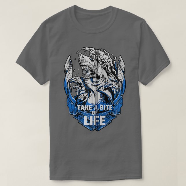 Camiseta A Motivação De Tubarões Leva Uma Morte De Vida (Frente do Design)