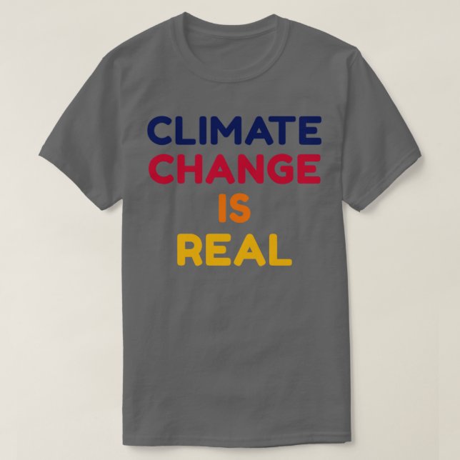 Camiseta A MUDANÇA CLIMÁTICA É VERDADEIRAMENTE Púrpura (Frente do Design)