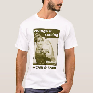 Camiseta a "mudança é" Mccain/republicano de vinda de Palin