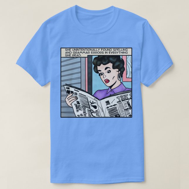 Camiseta A Mulher Da Quadrinha Edita Tudo O Que Lê (Frente do Design)