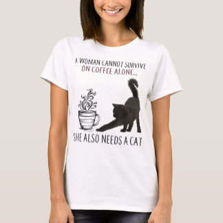 Camiseta A Mulher Não Pode Sobreviver Sozinha No Café Ela P