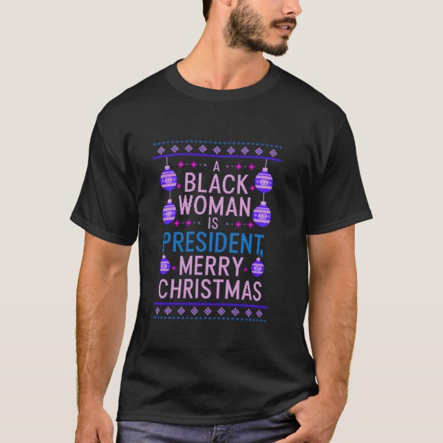 Camiseta A Mulher Negra De Christmas Kamala É Presidente Ug (Frente)