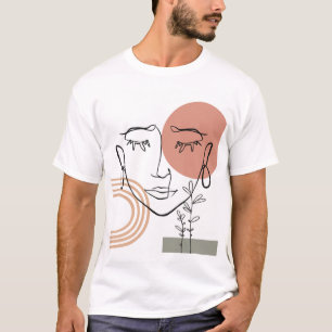 Camiseta A mulher tem um desenho. modelo contemporâneo