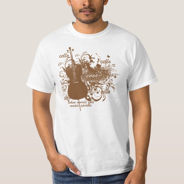 Camiseta A música da falha das palavras fala o músico do (Frente)