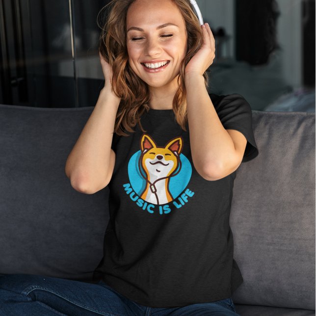 Camiseta A música é o desenho animado da vida, Basenji (Criador carregado)