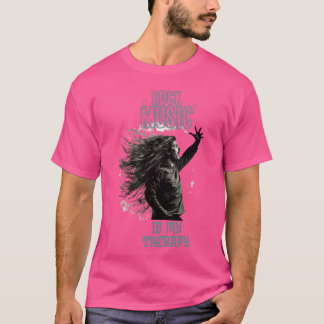 Camiseta A música rock é minha terapia headbanger citação g