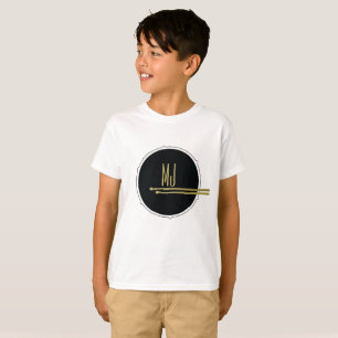 Camiseta A música rufa Monogrammed preto e branco simples