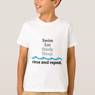 Camiseta A natação, come, estuda, dorme… lavagem e