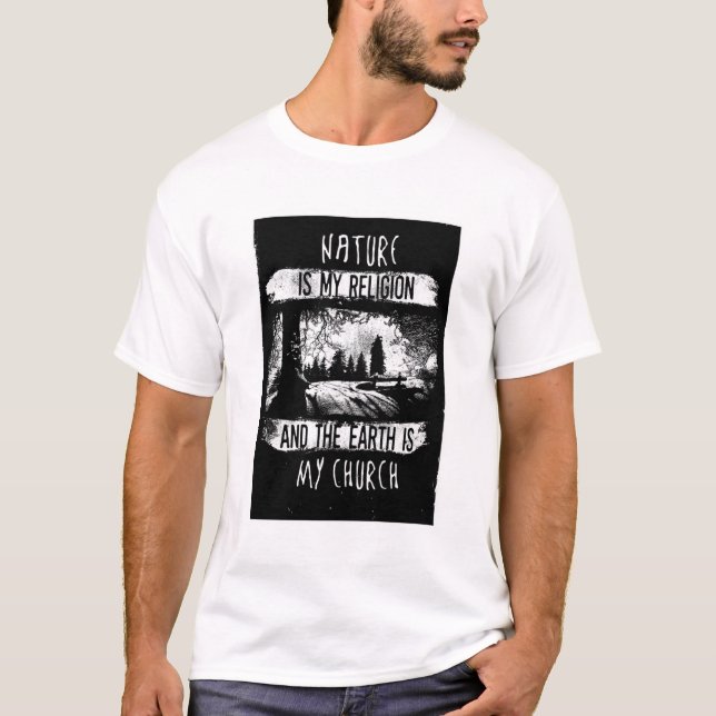 Camiseta A Natureza Branca É Minha Teia Gráfica Religiosa (Frente)