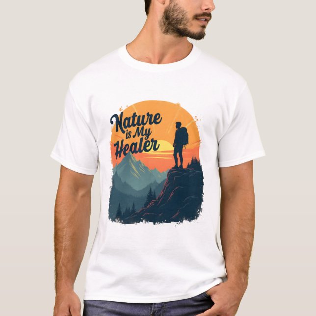 Camiseta A Natureza é a minha aventura de caminhada Retro S (Frente)