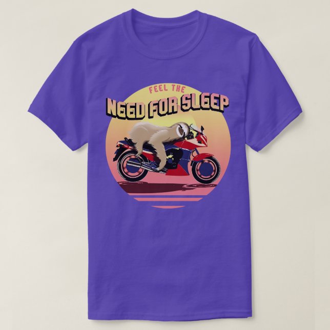 Camiseta A Necessidade De Dormir Biker Sloth (Frente do Design)