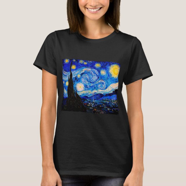 Camiseta A Noite Estrelada de Vincent Van Gogh (Frente)