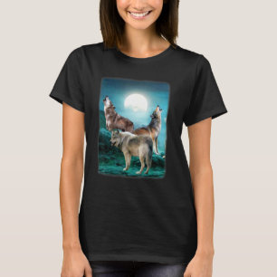 Camiseta A Noite Gritando Na Lua Lobos Lobos Lobos Jungl