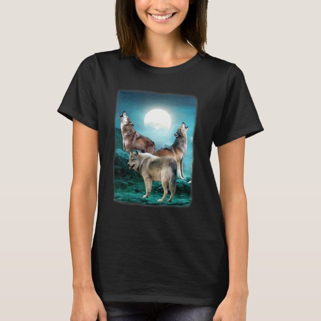 Camiseta A Noite Gritando Na Lua Lobos Lobos Lobos Jungl (Frente)