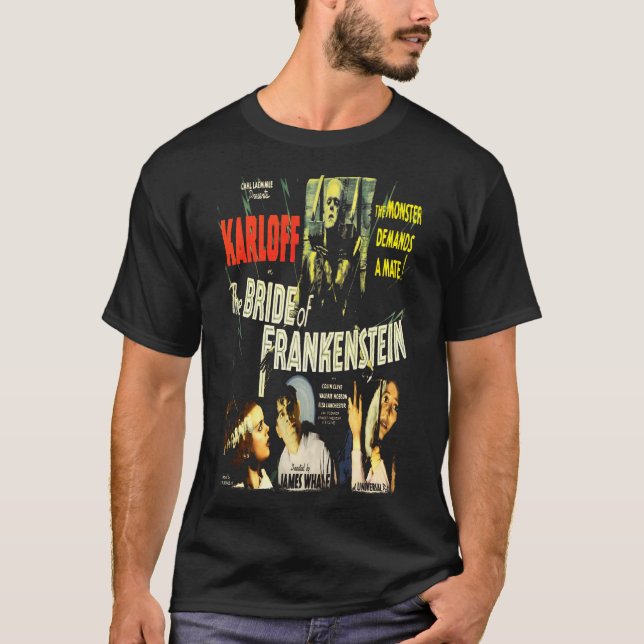 Camiseta A Noiva de Frankenstein Horror V24 Men's T-Shirt (Frente)