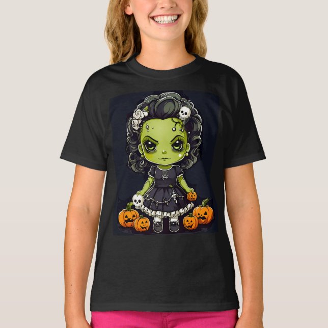 Camiseta A noiva do Fankenstein bonitinha das Halloween (Frente)