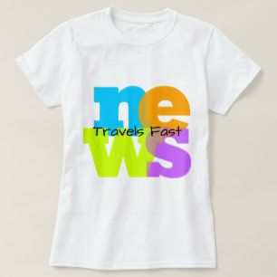 Camiseta A notícia colorida do t-shirt das mulheres dos