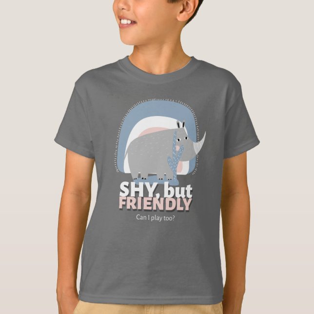 Camiseta A nova Cara. Tímido, mas Amigável (Frente)