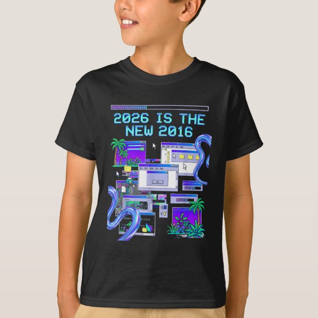 Camiseta A Nova Estética de Computador Pixel Vaporwave 2016 (Frente)