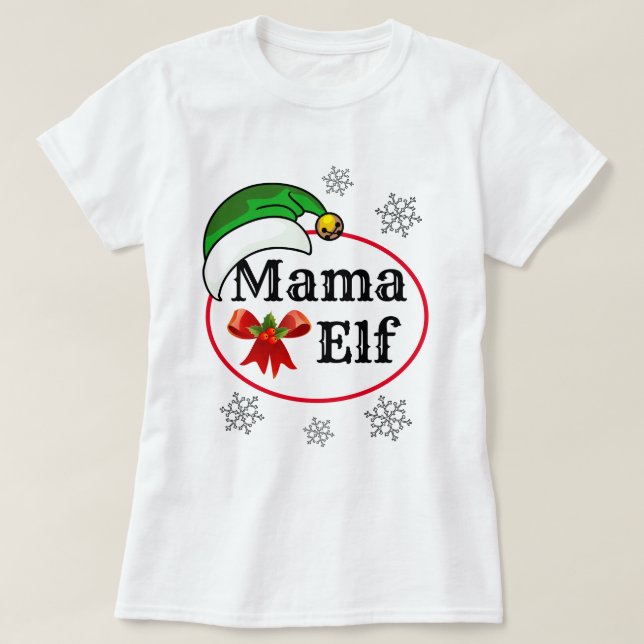 Camiseta A nova Natal das mulheres Mama ELF COSTUME T-Shir (Frente do Design)