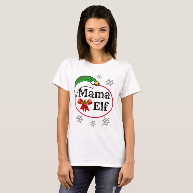 Camiseta A nova Natal das mulheres Mama ELF COSTUME T-Shir (Frente Completa)
